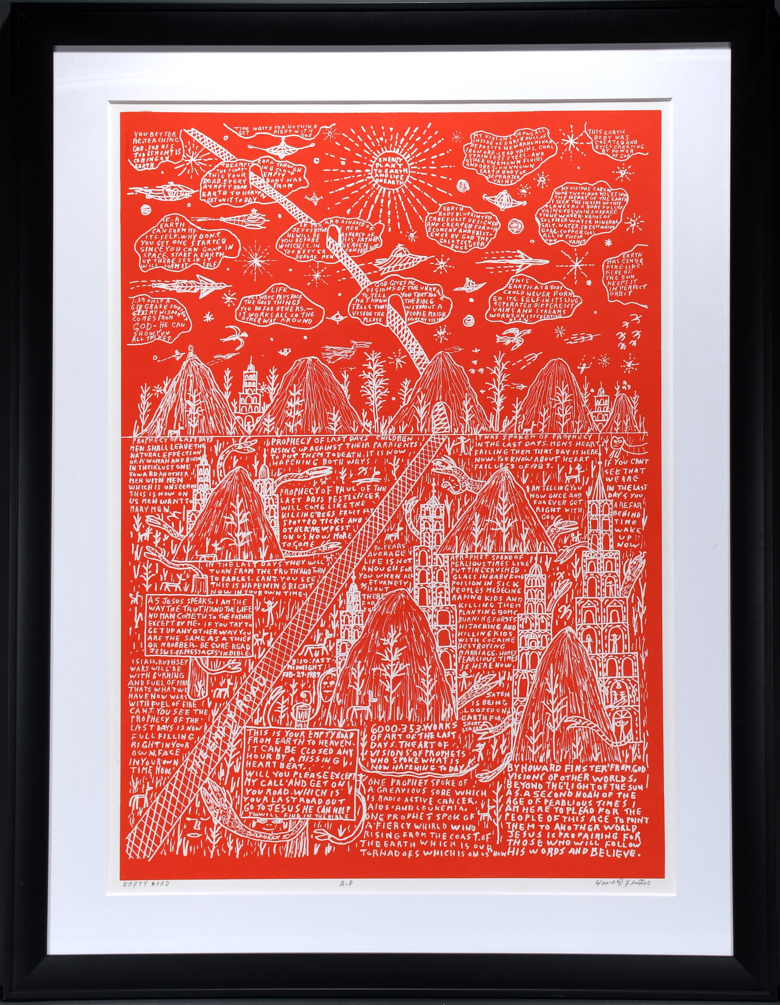 Howard Finster. The Empty Road - Orange Artist Proof. (1 of 7)