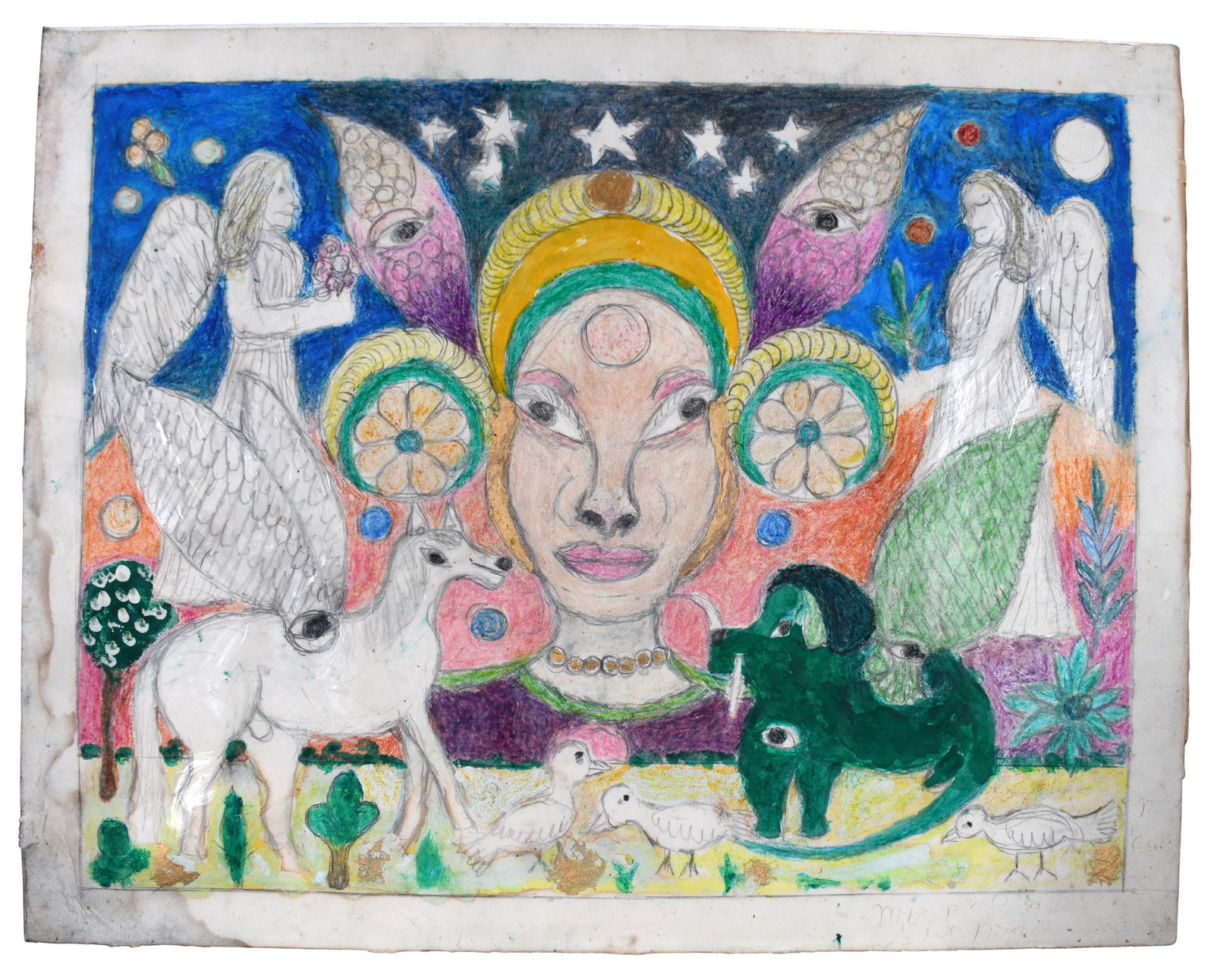 Minnie Evans. Angels, Pegasus and Devil. (1 of 13)