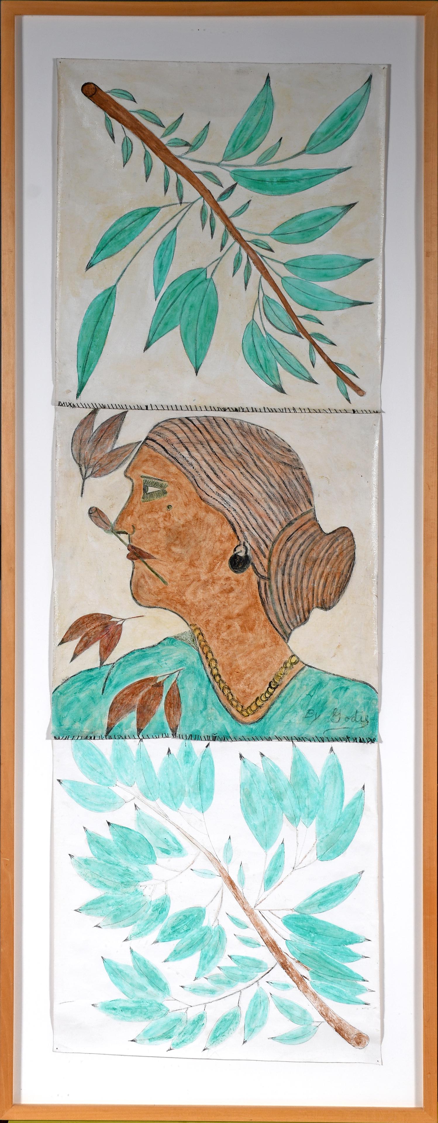 Lee Godie. Portrait Of A Woman With Leaves. (1 of 12)