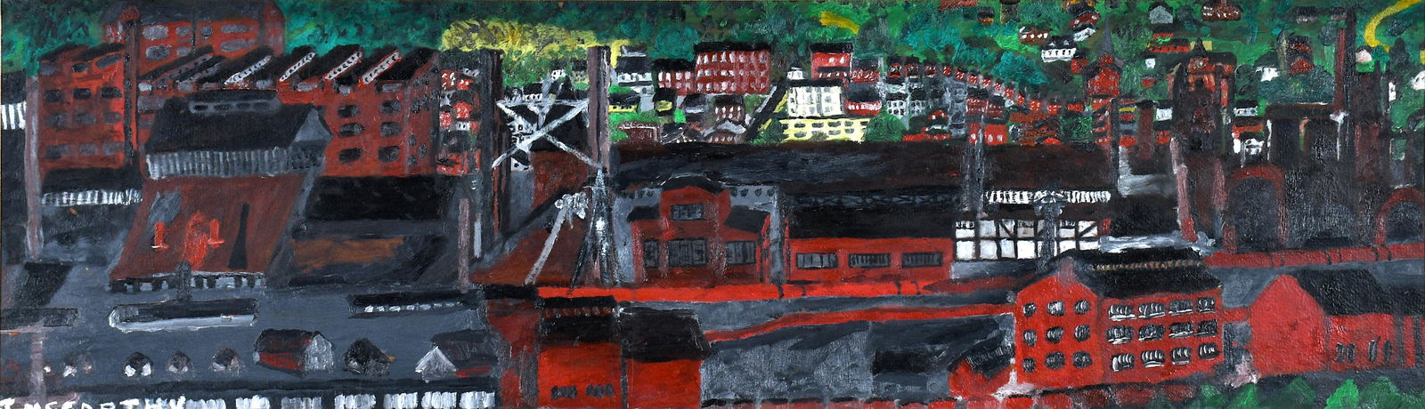 Justin McCarthy. Yard Long Painting Of PA Mill Town. (1 of 6)