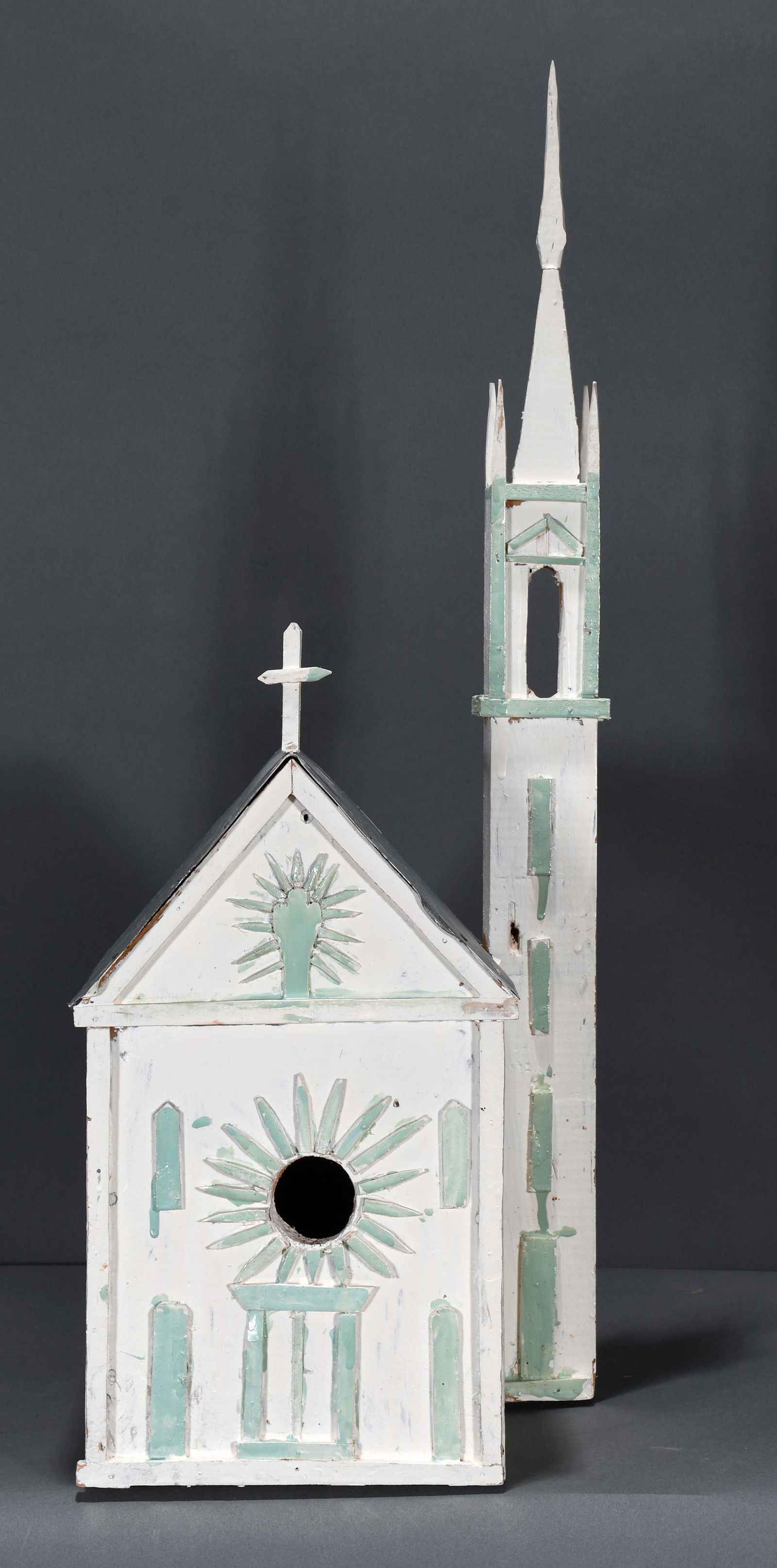 Aldo Piacenza. Aqua & White Church Birdhouse. (1 of 3)