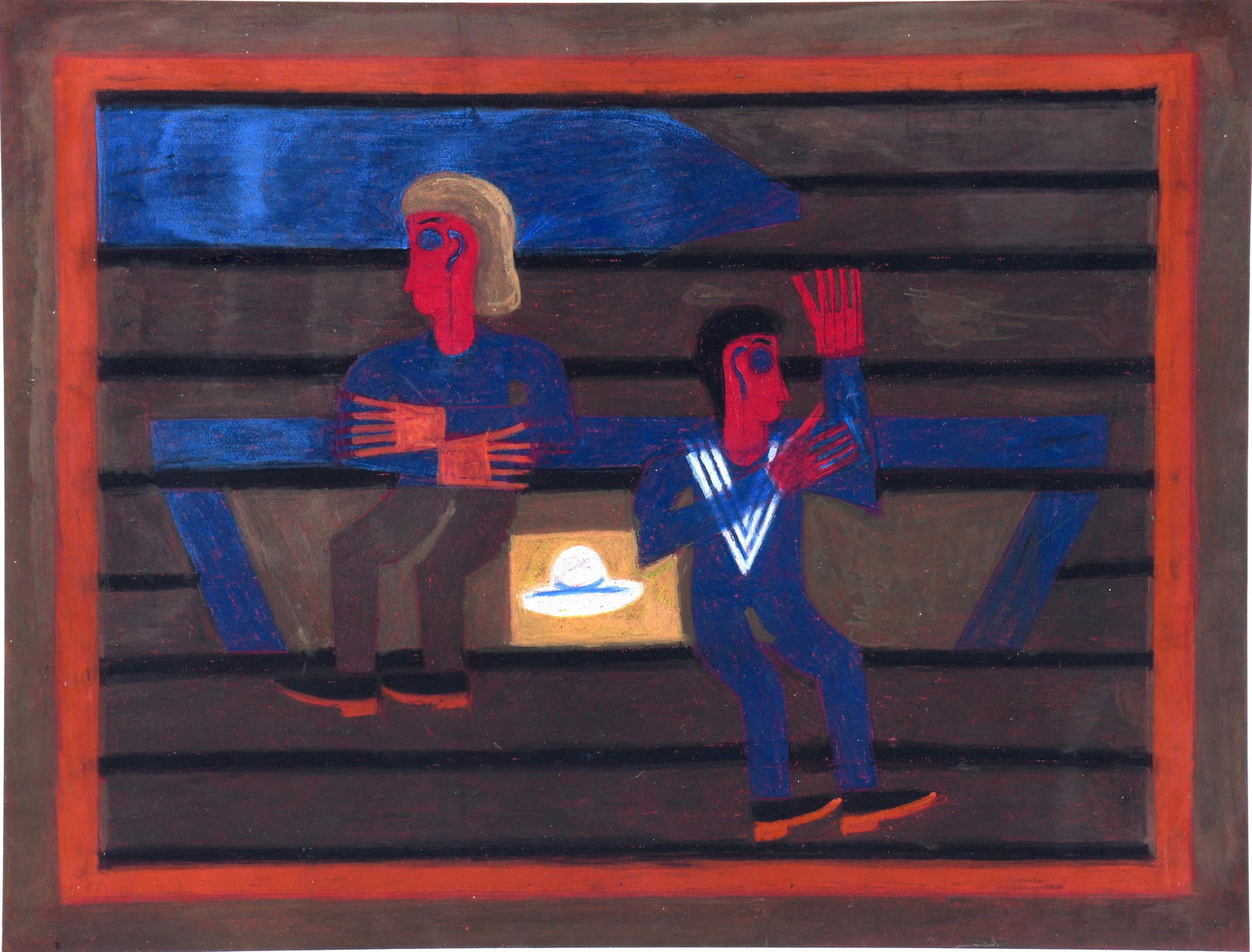Eddie Arning. Couple In Blue. (1 of 3)