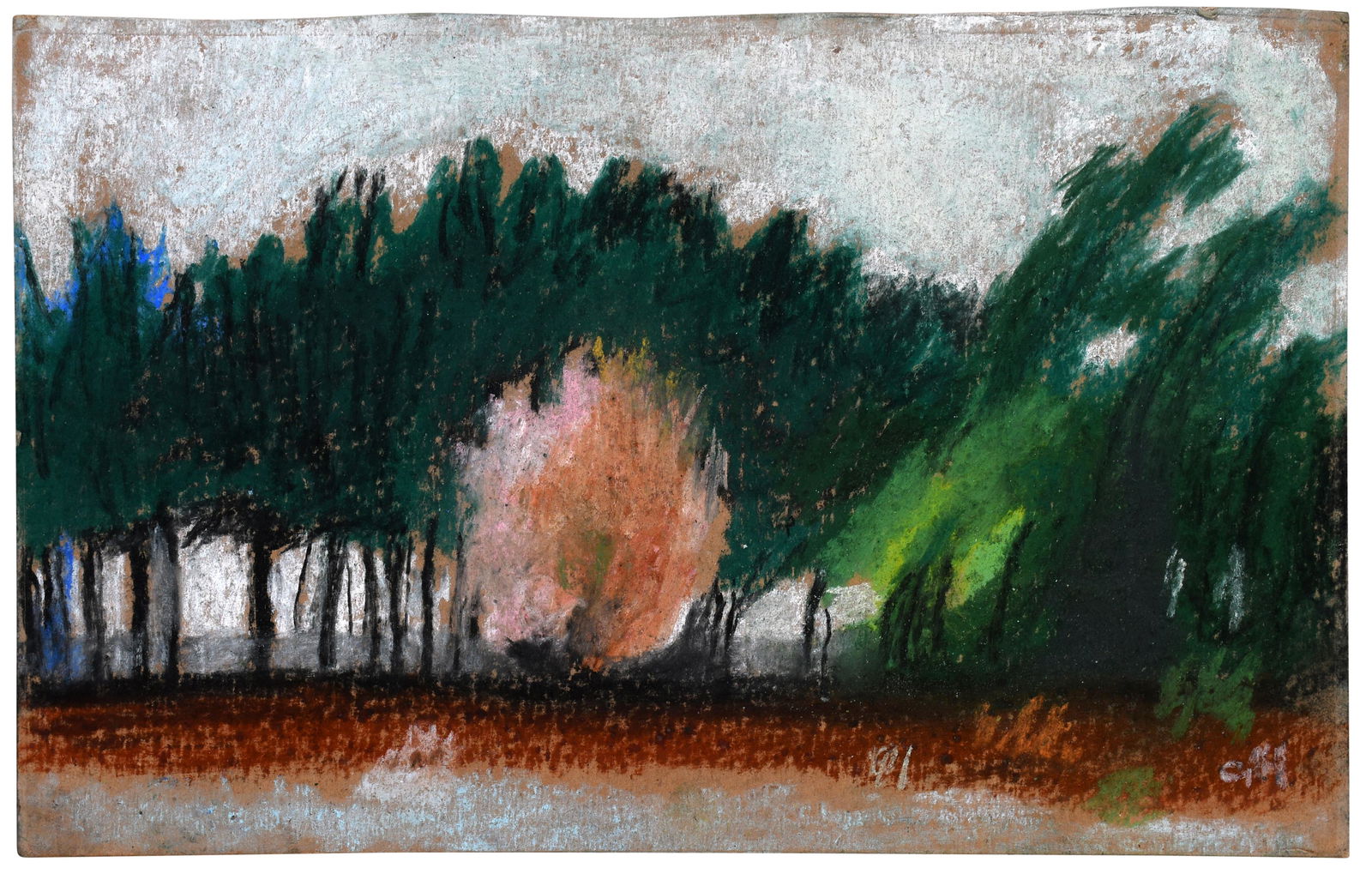 Charles Hutson. Horizontal Landscape With Pink Tree. (1 of 4)