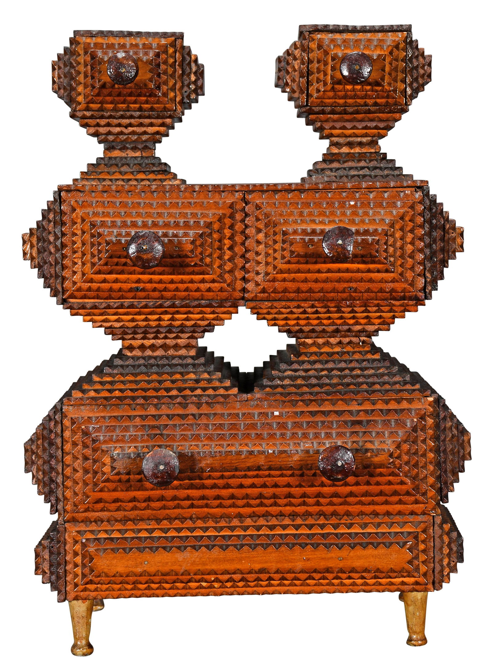 Five Drawer Tramp Art Jewelry Keepsake Box. (1 of 6)