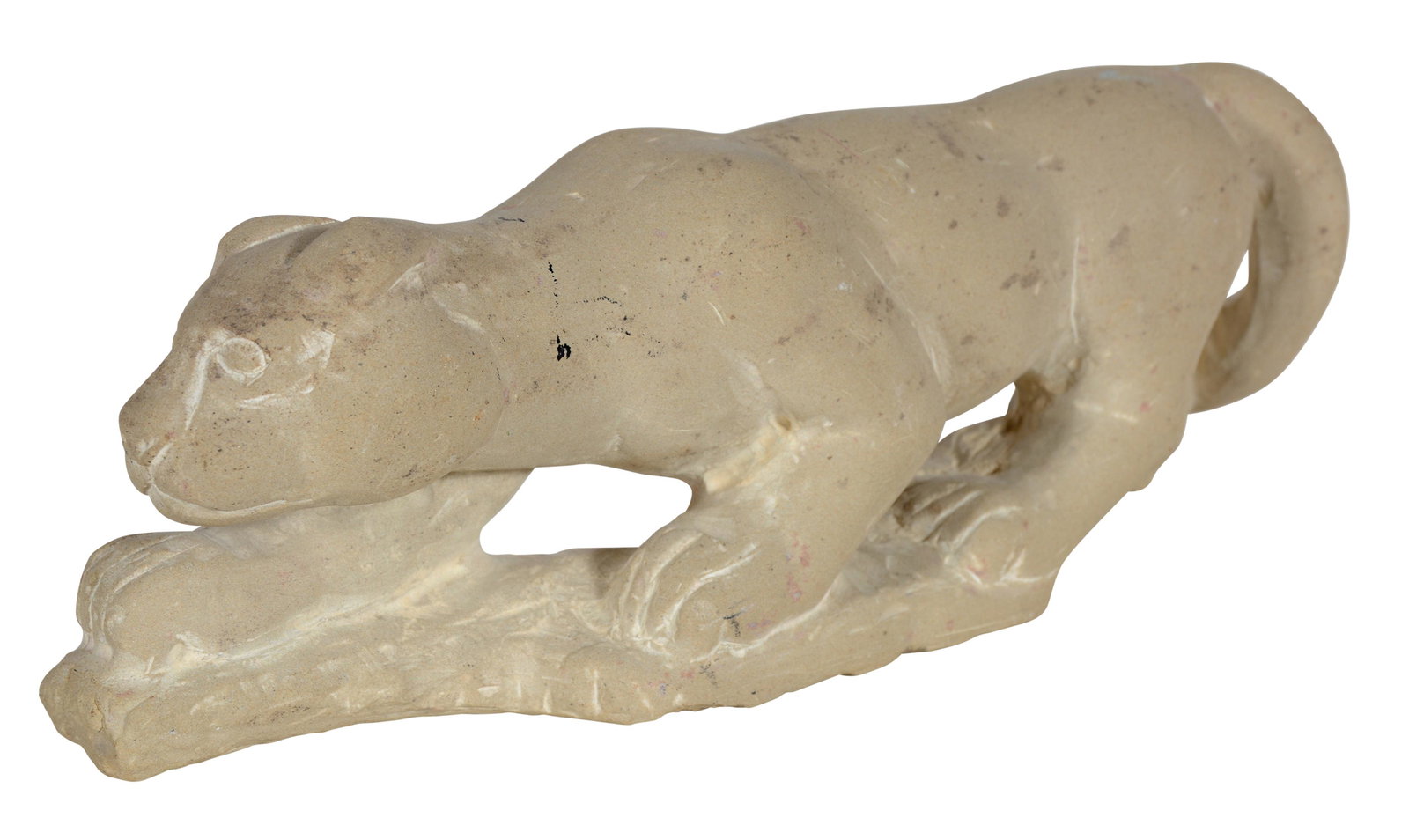 Stanley Greer. Cougar.: Stanley Greer. Cougar. 2005. Signed, 'S. Greer' and dated. Carved limestone. Great condition. 12" long x 4.5" h. Est. $300-500. Ship: $55