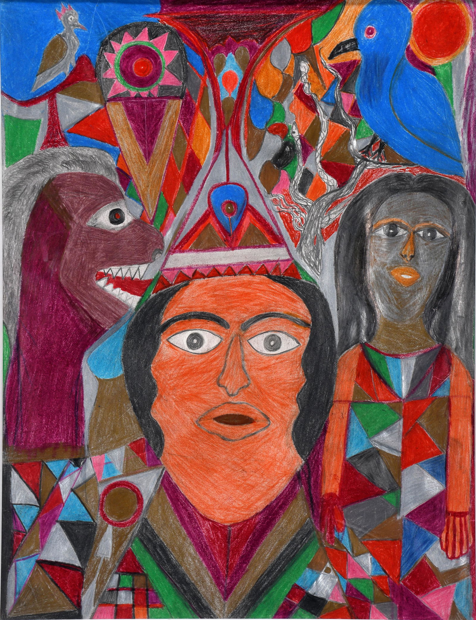 Simon Sparrow. Three Figures With Birds. (1 of 7)