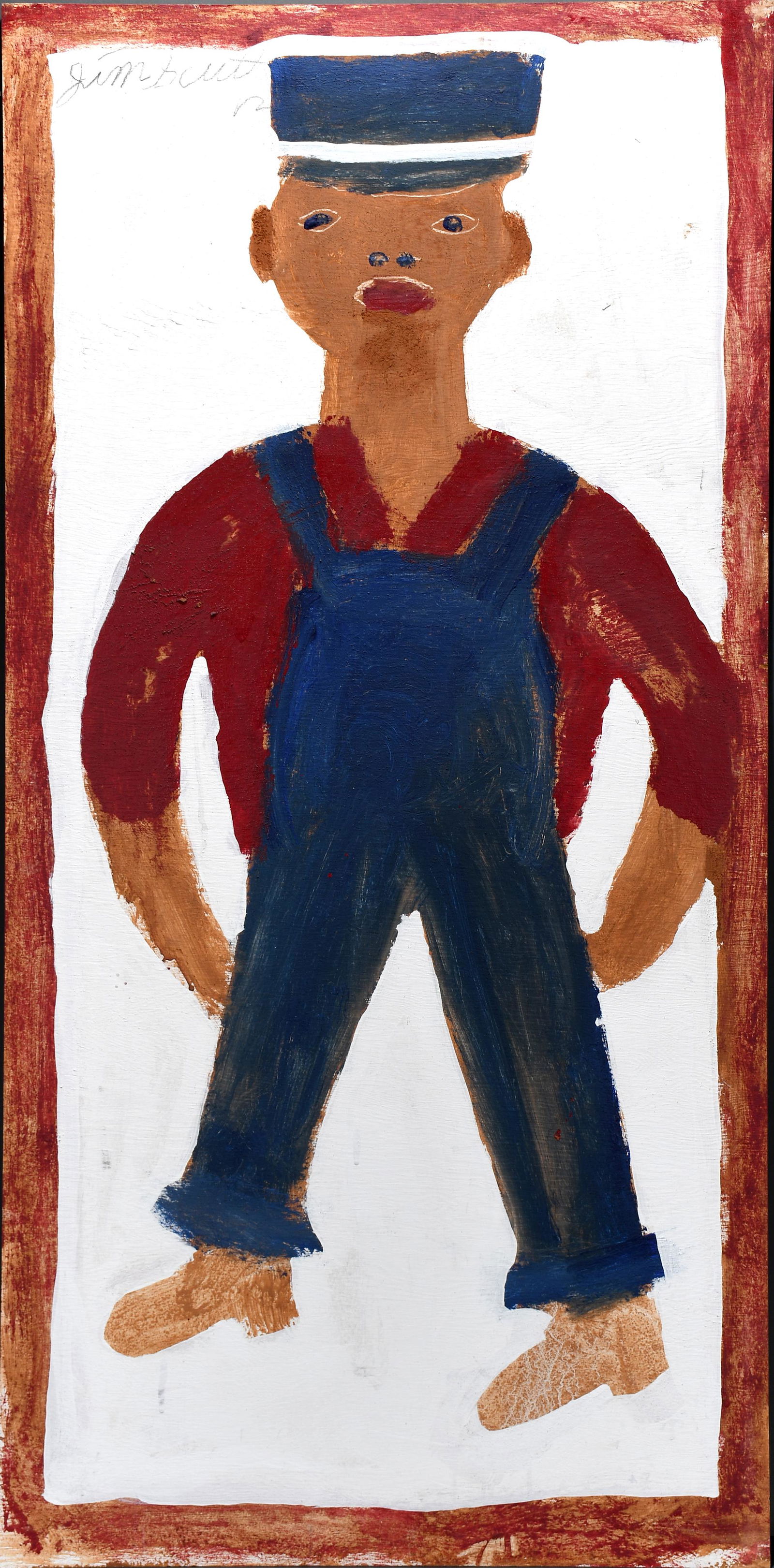 Jimmy Lee Sudduth. Self-Portrait On White Background. (1 of 2)