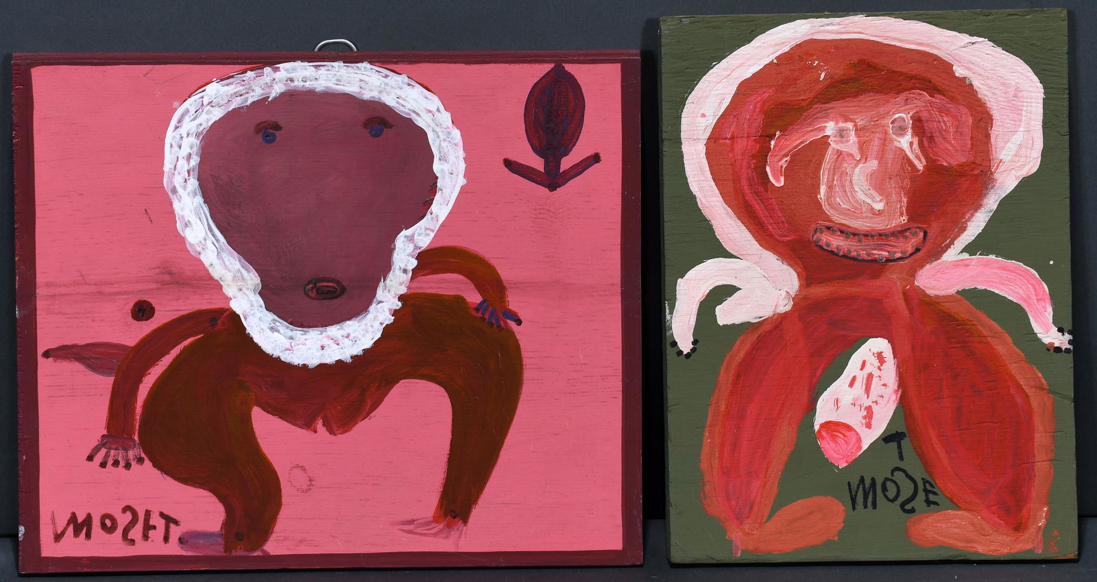 Mose Tolliver. Pair of Red Paintings. (1 of 2)