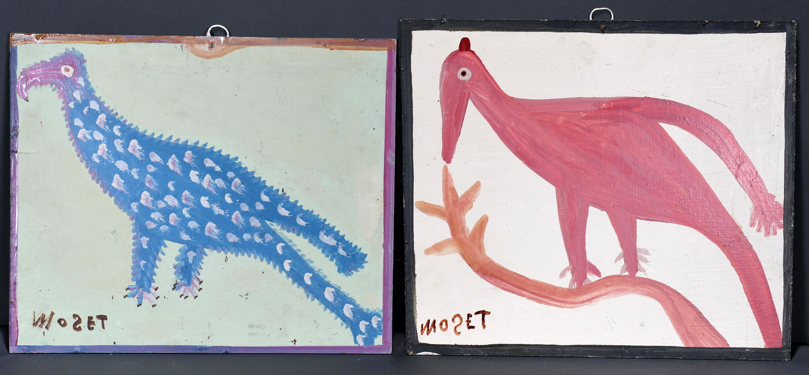 Mose Tolliver. Pair of Bird Paintings. (1 of 2)
