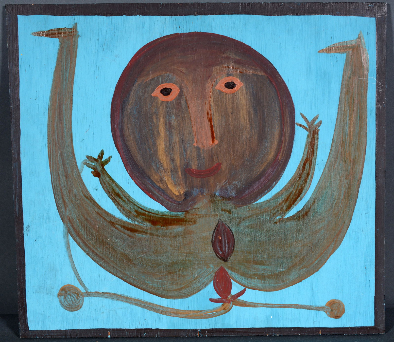 Mose Tolliver. Moose Lady.: Mose Tolliver. Moose Lady. Signed and titled on verso. Paint on board. Excellent condition. 17" x 15". Provenance: The Gary Davenport Collection. Est. $300-500. Ship: $35