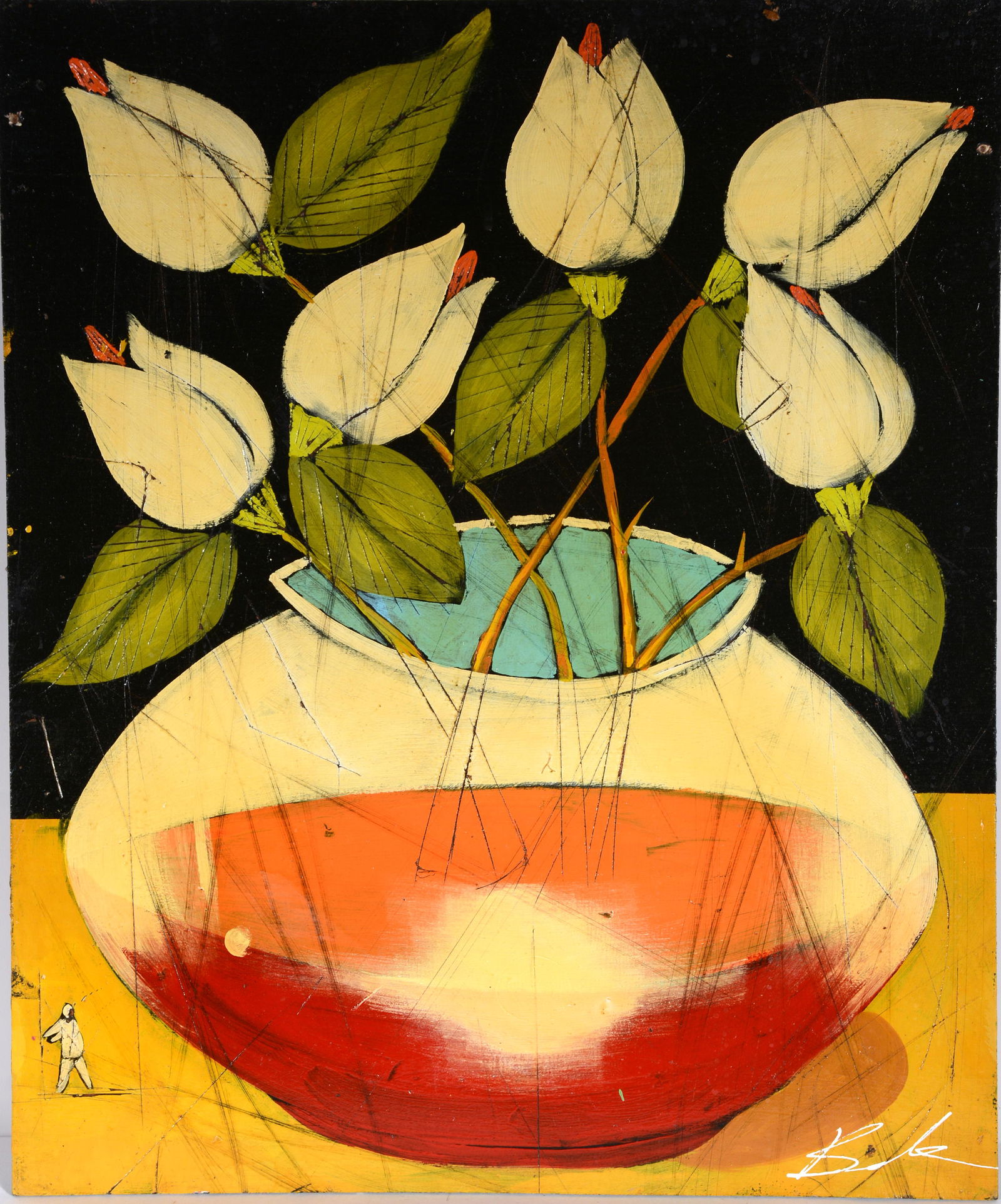 Michael Banks. Magnolia Blossoms In Vase. (1 of 6)