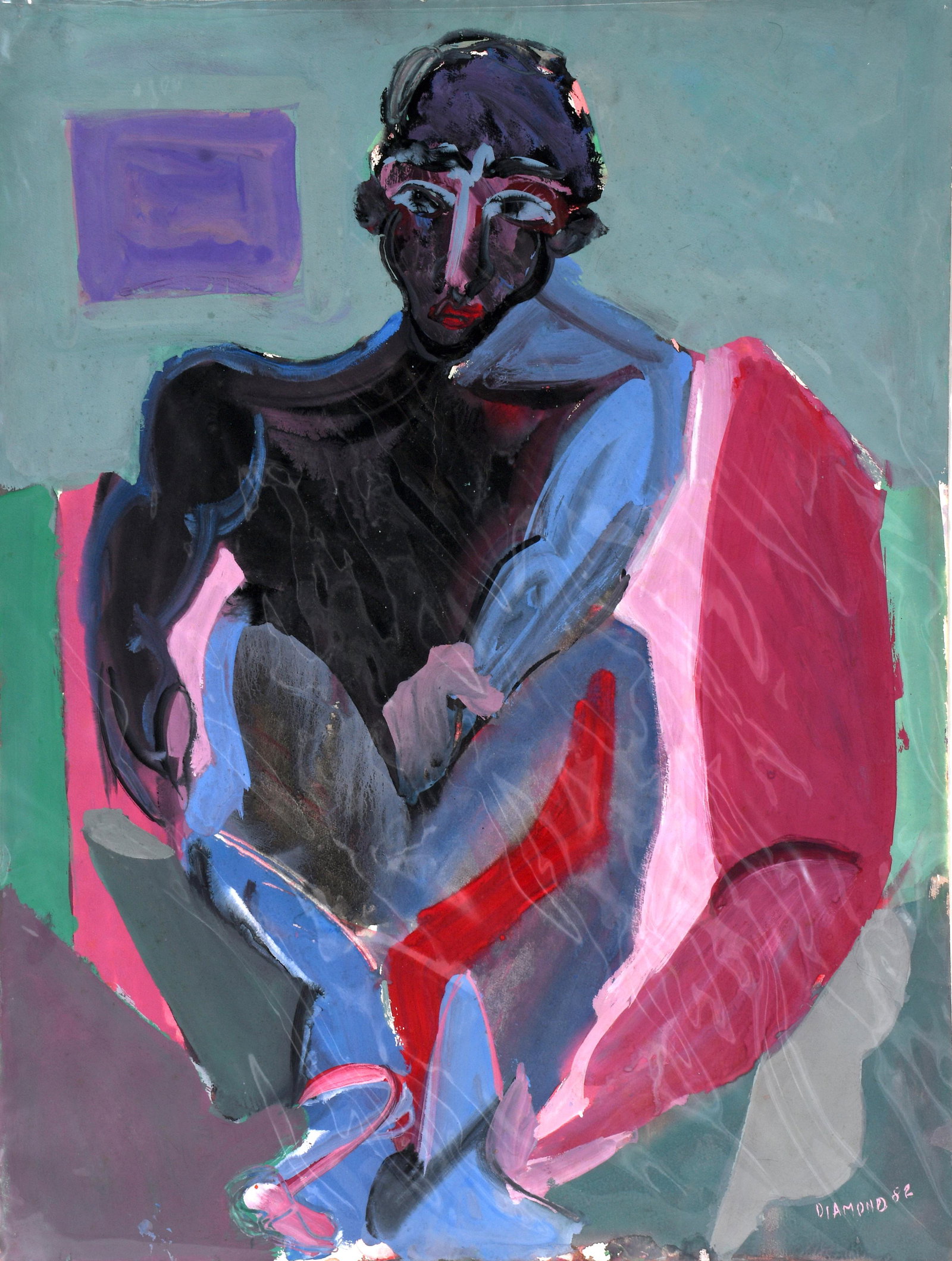 Ted Diamond. Black Figure.: Ted Diamond. Black Figure. 1982. Signed, dated. Gouache on paper. Excellent condition. 18" w x 24" h. Est. $500-800. Ship: $55