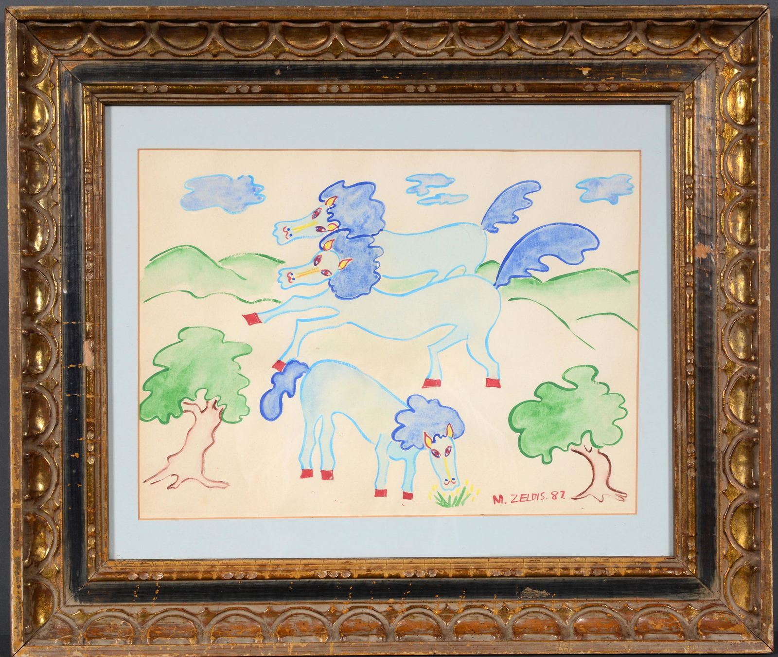 Malcah Zeldis. Wild Horses. (1 of 3)