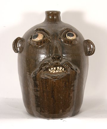 Chester Hewell. Early Face Jug w Moustache.: c. 1980’s. Signed. Mint condition. 15”h. Est. $200-400. Ship: $65