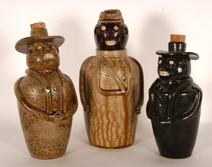 Randy Tobias. 3 Bottle Figurines.: Randy Tobias. Three Bottle Figurines. Signed. Mint condition. Tallest is 10.5”h. Est. $100-200. Ship: $65