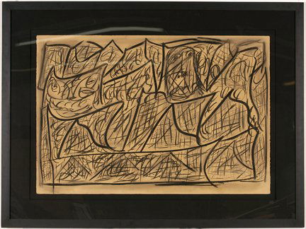 Thornton Dial. Rock and Roll.: Thornton Dial. Rock and Roll. 1992. Charcoal and graphite on paper. Signed. Excellent condition. Image is 44” w x 30” h. Frame is 57” w x 43”h. Est. $2,000-3,000. Ship: $175