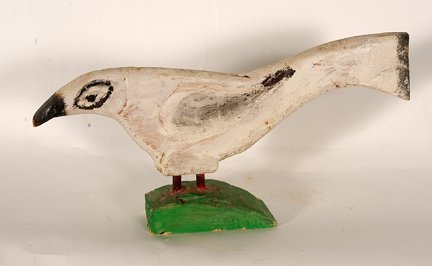 William Dawson. White Bird.: William Dawson. White Bird. Carved and painted wood. Signed. Excellent condition. 5.5” x 10” x 2”. Provenance: The George and Sue Viener Collection. Est. $200-300. Ship: $25