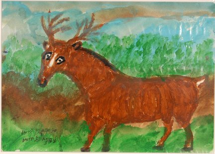 William Dawson. Deer.: William Dawson. Deer. Acrylic on paper. Signed and dated. Excellent condition. 20”w x 16”h. Provenance: The George and Sue Viener Collection. Est. $300-500. Ship: $35