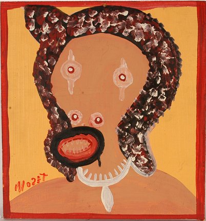Mose Tolliver. Man With Beard.: Mose Tolliver. Man With Beard. Early piece. Paint on masonite. Signed. Excellent condition. 11” x 12”. Provenance: The Leo Rabkin Collection to benefit The High Museum, Atlanta, GA. Est. $200-400.