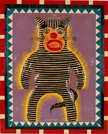 Levent Isik. The Jungle Spirit.: Levent Isik. The Jungle Spirit. Paint and mixed on heavy board. Signed and dated, 2006. Mint condition. 18”x 23” x 2”. Est. $400-600. Ship: $45