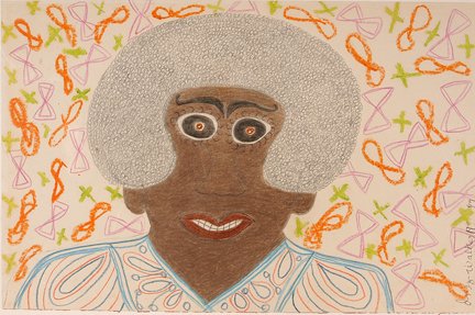 Inez Walker. Woman Wearing Paisley Shirt.: Inez Walker. Woman Wearing Paisley Shirt. 1977. Crayon and graphite on paper. Signed and dated. Excellent condition. 18” w x 12”h. Est. $800-1,200. Ship: $45
