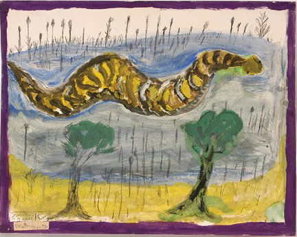 Charlie Kinney. Water Moxing (sic).: Charlie Kinney. Water Moxing (sic). Paint on poster. Signed and titled. Excellent condition. 28” w x 22” h. Est. $400-600. Ship: $45