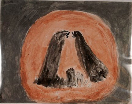 Charlie Kinney. Man On The Moon.: Charlie Kinney. Man On The Moon. Poster paint and pencil on paper. Signed and titled. Excellent condition. 28” w x 22” h. Provenance: The Salvatore Scalora Collection. Est. $300-500. Ship: $