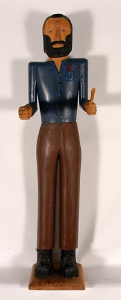 Ernest Patton. Self-Portrait With Snake.: Ernest Patton. Self-Portrait With Snake. Carved and painted wood. Possibly his largest piece. Excellent condition. Signed. 12”x 12”x 45”h. Est. $1,000-3,000. Ship: $125