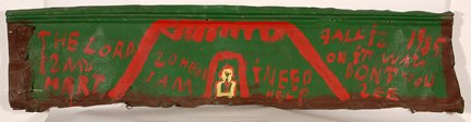 Mary T. Smith. The Lord Is My Heart.: Mary T. Smith. The Lord Is My Heart. 1985. House paint on tin. Signed and dated. Great condition. 60” w x 14”h. Provenance: The Andy Nasisse Collection. Est. $800-1,200. Ship: $85