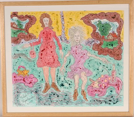 Michael Wysochansky. Pair of Women.: Michael Wysochansky. Pair of Women. 2008. Watercolor and ink on paper. Signed and dated. Excellent condition. 20” w x 17” h. Frame is 24” w x 21”. Provenance: The George and Sue Viener Collect