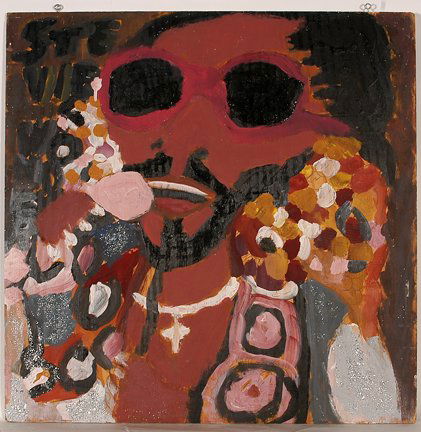 Artist Chuckie Williams. Wonder & Redding.: Artist Chuckie Williams. Stevie Wonder and Otis Redding. Paint and glitter on board. Signed. Excellent condition. 24”x 24”. Est. $200-300. Ship: $35