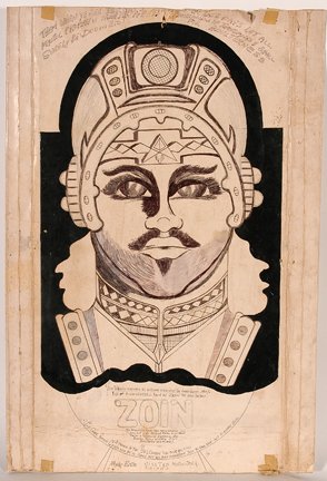 Prophet Royal. Robertson. Zoin.: Prophet Royal. Robertson. Zoin. Paint and ink on poster. Newspaper attached to verso, dated, 1982. 18.5” w x 28”h. Rough condition. Provenance: The Andy Nasisse Collection. Est. $200-400. Ship: $4