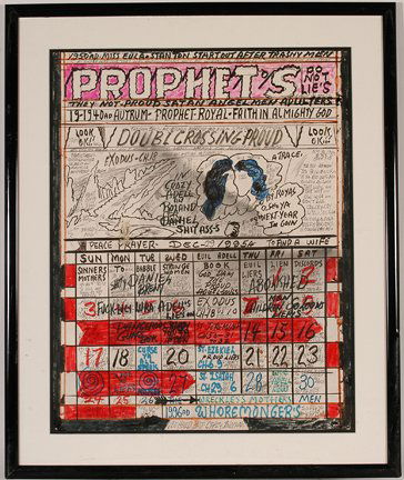 Prop. Royal Robertson. Prophets Do Not Lies.: Prophet Royal Robertson. Prophets Do Not Lies. 1996. Ink and marker on poster. Signed and dated. Excellent condition. 22” x 28”. Provenance: Judy Hoffman, founder of Art Creation Foundation For Ch