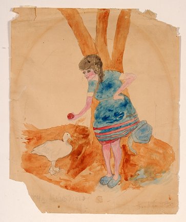 Justin McCarthy Mansfield.: Justin McCarthy Mansfield. 1923. Watercolor and pencil on paper. Signed and dated. Numerous condition problems including missing corners, tatered top and tears. 14” w x 17”h. Est. $200-400. Ship: