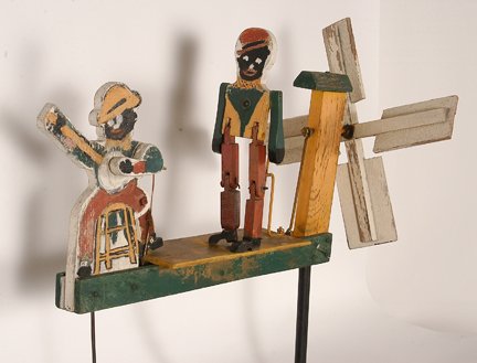 Rare Whirligig. Dancing Jigger.: Rare Whirligig. Dancing Jigger. Carved wood, paint. Some environmental wear, otherwise excellent condition. 20” x 12” x 21”. Provenance: The Leslie Eisenberg Gallery Collection, NY. Est. $1,500-