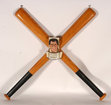 Joe Hrovat. Bud Selig.: Joe Hrovat. Bud Selig. 1996. Carved and painted wood. Signed by artist and Bud Selig. Excellent condition. 25” x 25”. Est. $200-400. Ship: $45