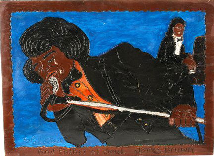 Carl Dixon. James Brown.: Carl Dixon. James Brown. Carved and painted wood. Signed and titled. Scuffs on paint, otherwise great condition. 24” w x 18”h . Provenance: Ex. Phyllis Kind Gallery. Est. $200-400. Ship: $35