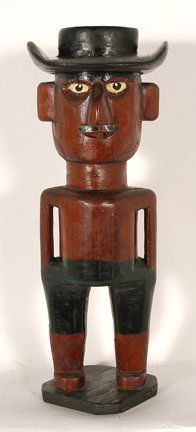 Anonymous Virginia Man.: Anonymous Virginia Man. Carved and painted wood. Missing smoking pipe, otherwise excellent condition. 15.5” h. Est. $200-300. Ship: $35