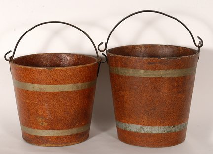 19th Century Waster Paper Baskets.: 19th Century Waster Paper Baskets. Wood with brass straps. Rare and handsome. Good condition. 12” x 12” average size. Provenance: The Leslie Eisenberg Gallery Collection. Est. $250-350. Ship: $70