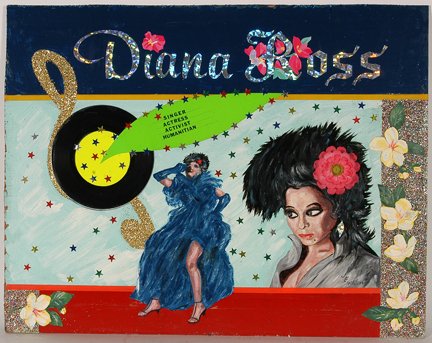 Mr. Ed Welch. Diana Ross.: Mr. Ed Welch. Diana Ross. Paint and mixed media on masonite. Great condition. 24 w x 24 h. Welch was an African American sign maker. His work was featured in show at The Ricco-Maresca Gallery. Est. $2