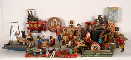 Big Box Lots of Tin Toys.: Big Box Lots of Tin Toys. Variety of makers and subjects. Good to fair condition. Provenance: The Leo Rabkin Collection, being sold to benefit The High Museum. Est. $200-300. Ship: $85