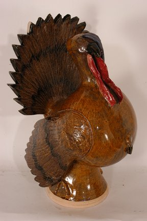 Claude & Vicki Miller. Large Turkey.: Claude & Vicki Miller of Ram's Head Pottery. Large Turkey. Four damaged spots. 16 h. Est. $50-100. Ship: $75