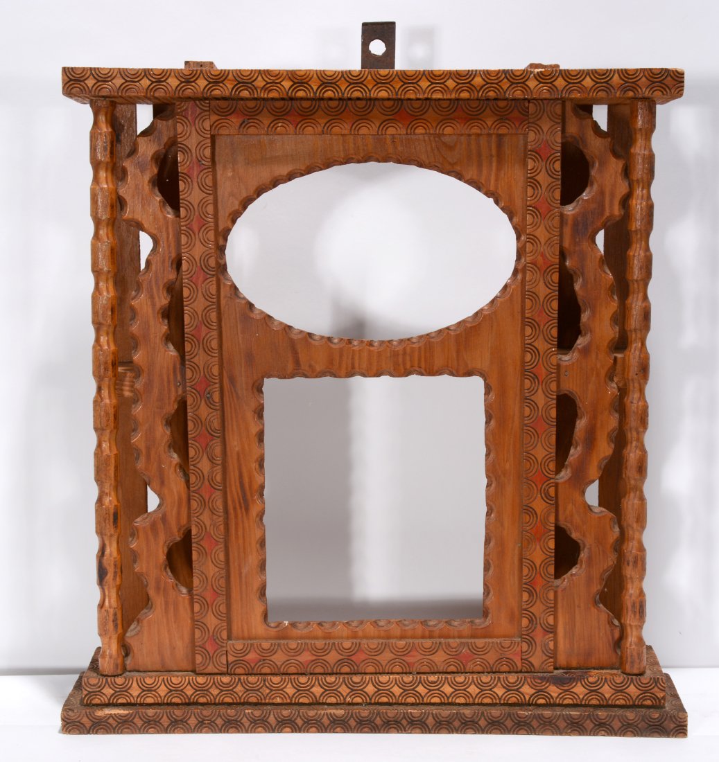 Howard Finster. Woodburned Clock Case. (1 of 1)