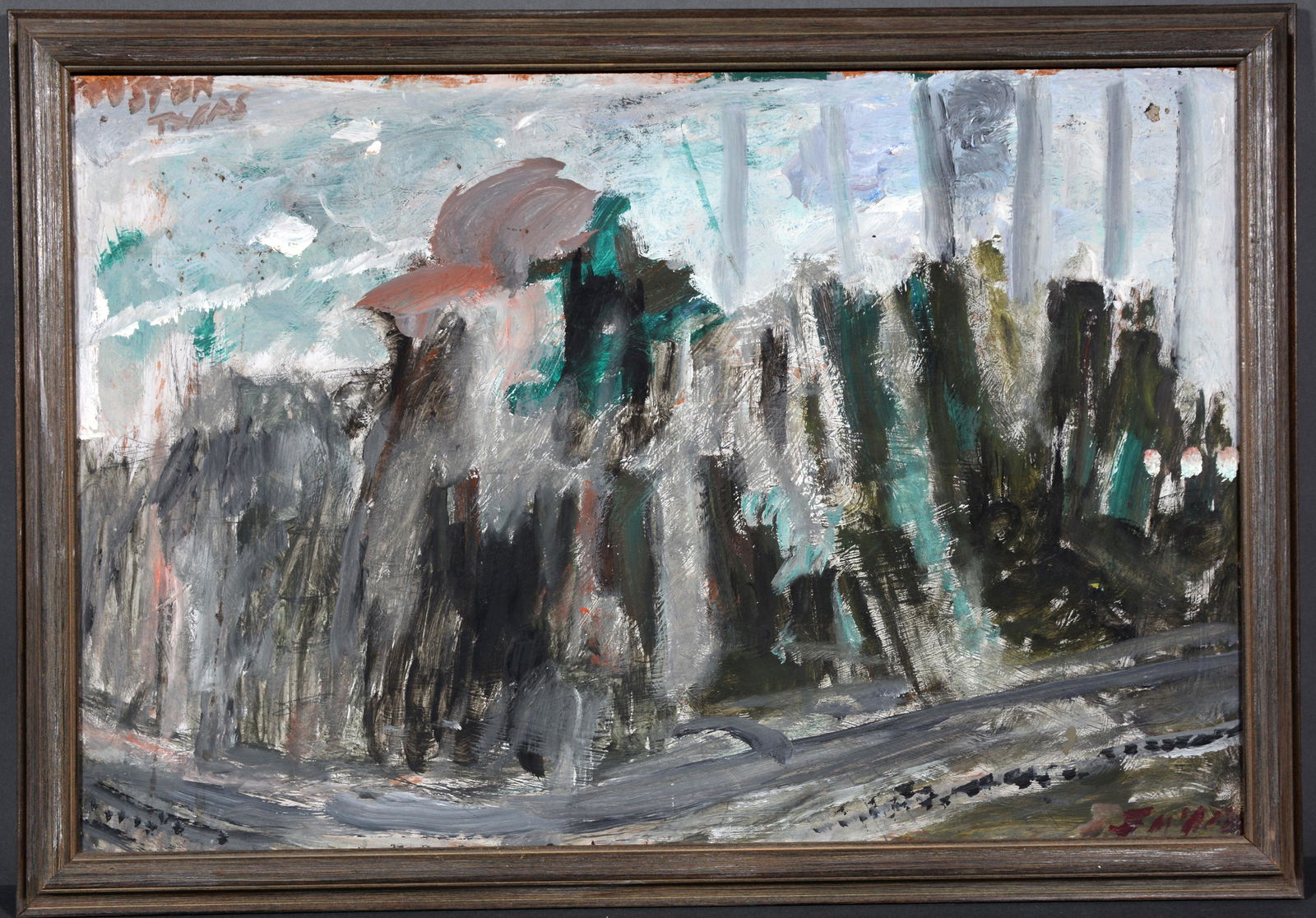 Justin McCarthy. Stone Quarry.: Justin McCarthy. Stone Quarry. Signed. Not dated. Oil on Masonite. Excellent condition. 26"w x 18"h with frame. Provenance: The Gary Davenport Collection. Est. $600-900. Ship: $55
