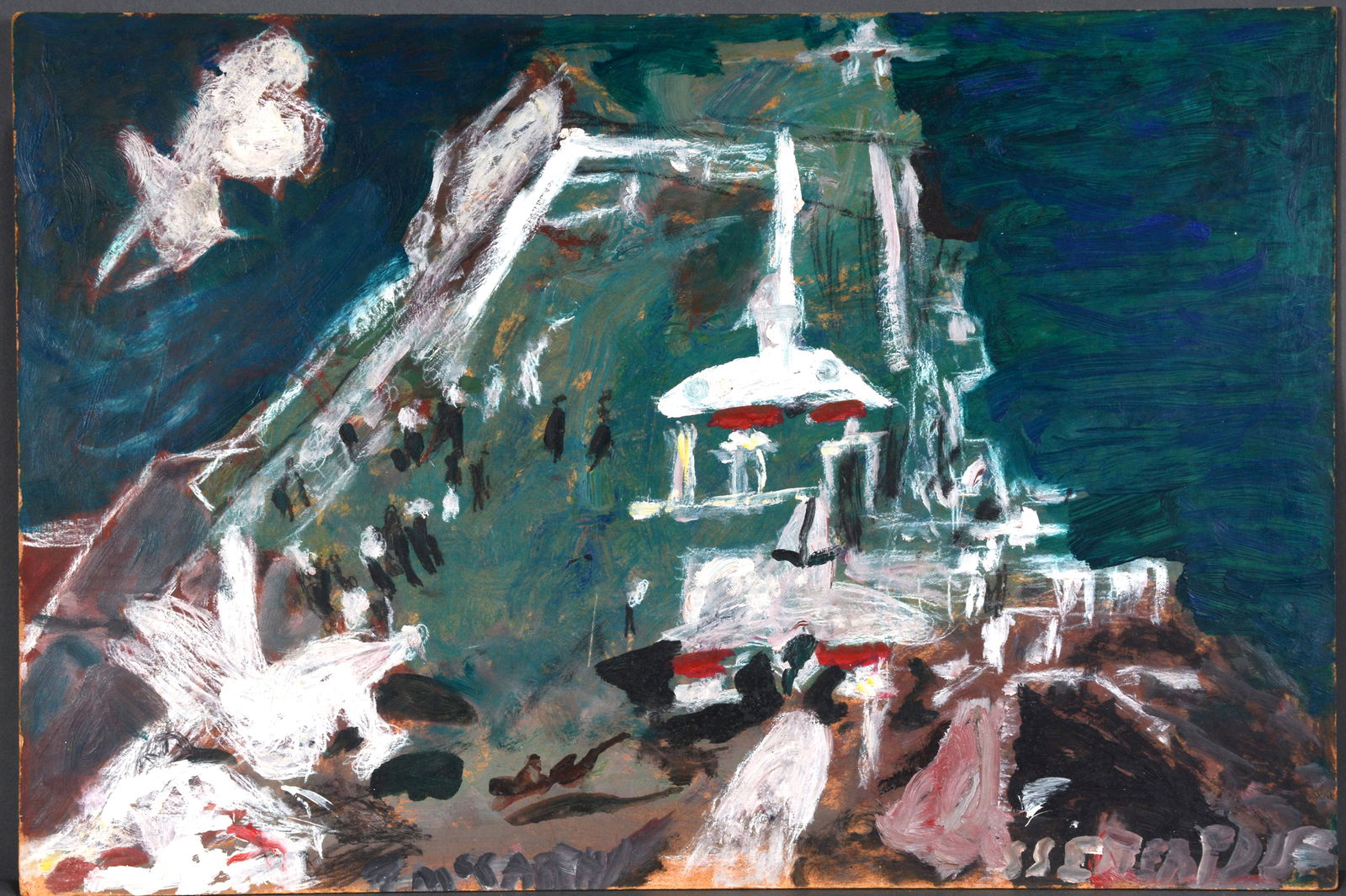 Justin McCarthy. USS Enterprise.: Justin McCarthy. USS Enterprise. Signed and titled. Paint on Masonite. Excellent condition. 24"w x 16"h. Est. $500-800. Ship: $55