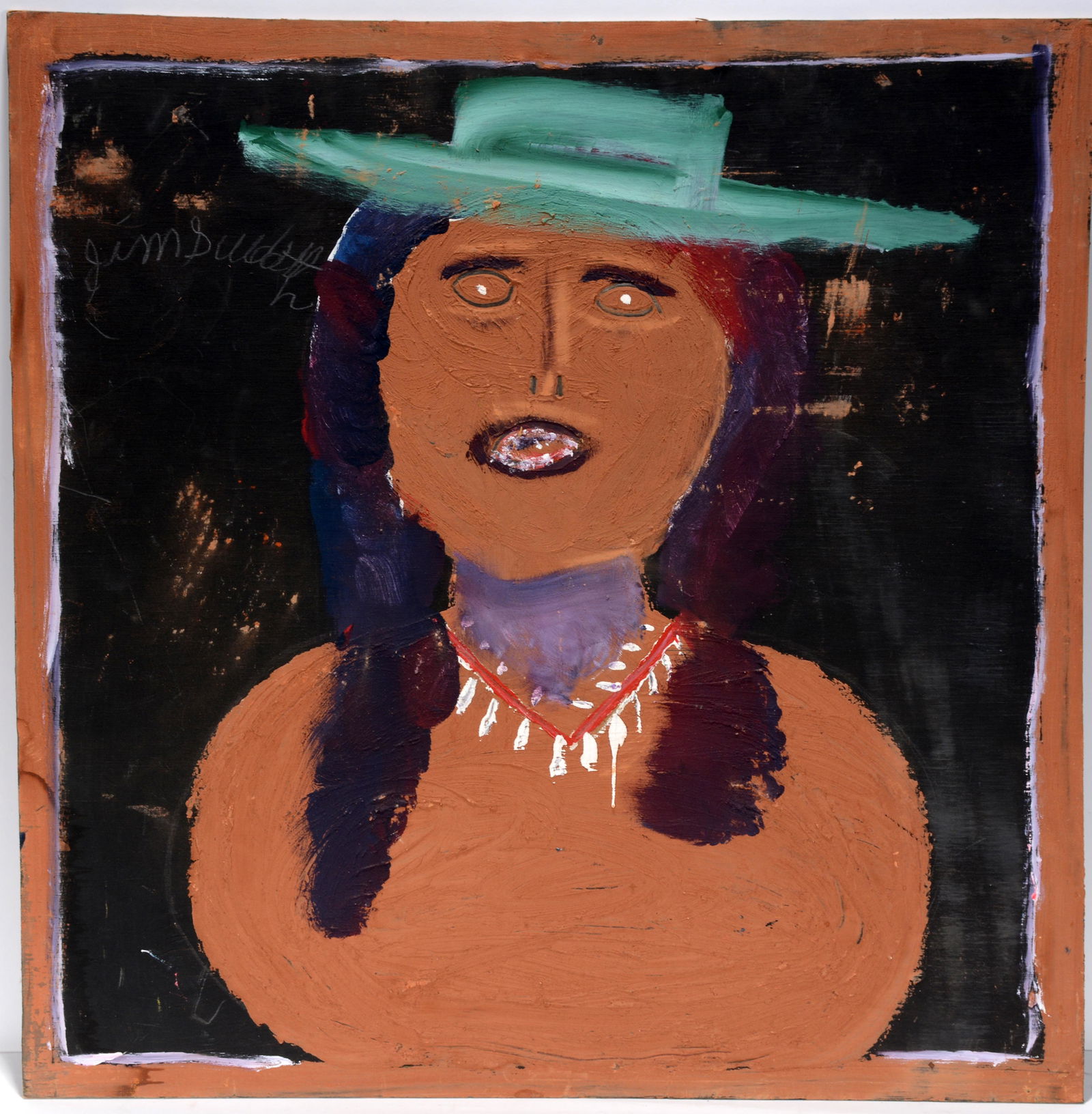 Jimmy Lee Sudduth. Mud Woman In Green Hat. (1 of 1)