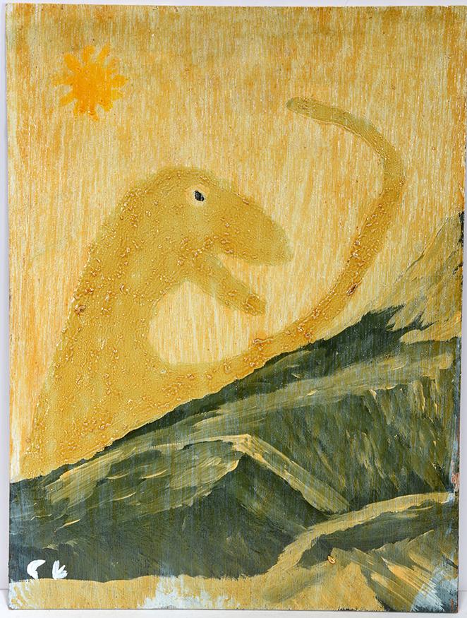 Charlie Lucas. Dinosaur.: Charlie Lucas. Dinosaur. Initialed. Paint and varnish on panel. Excellent condition. 12"w x 16"h. Provenance: The personal collection of Robert Cargo. Est. $300-500. Ship: $35
