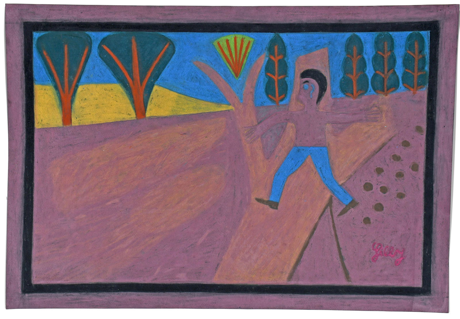 Eddie Arning. Man On Tree. (1 of 3)