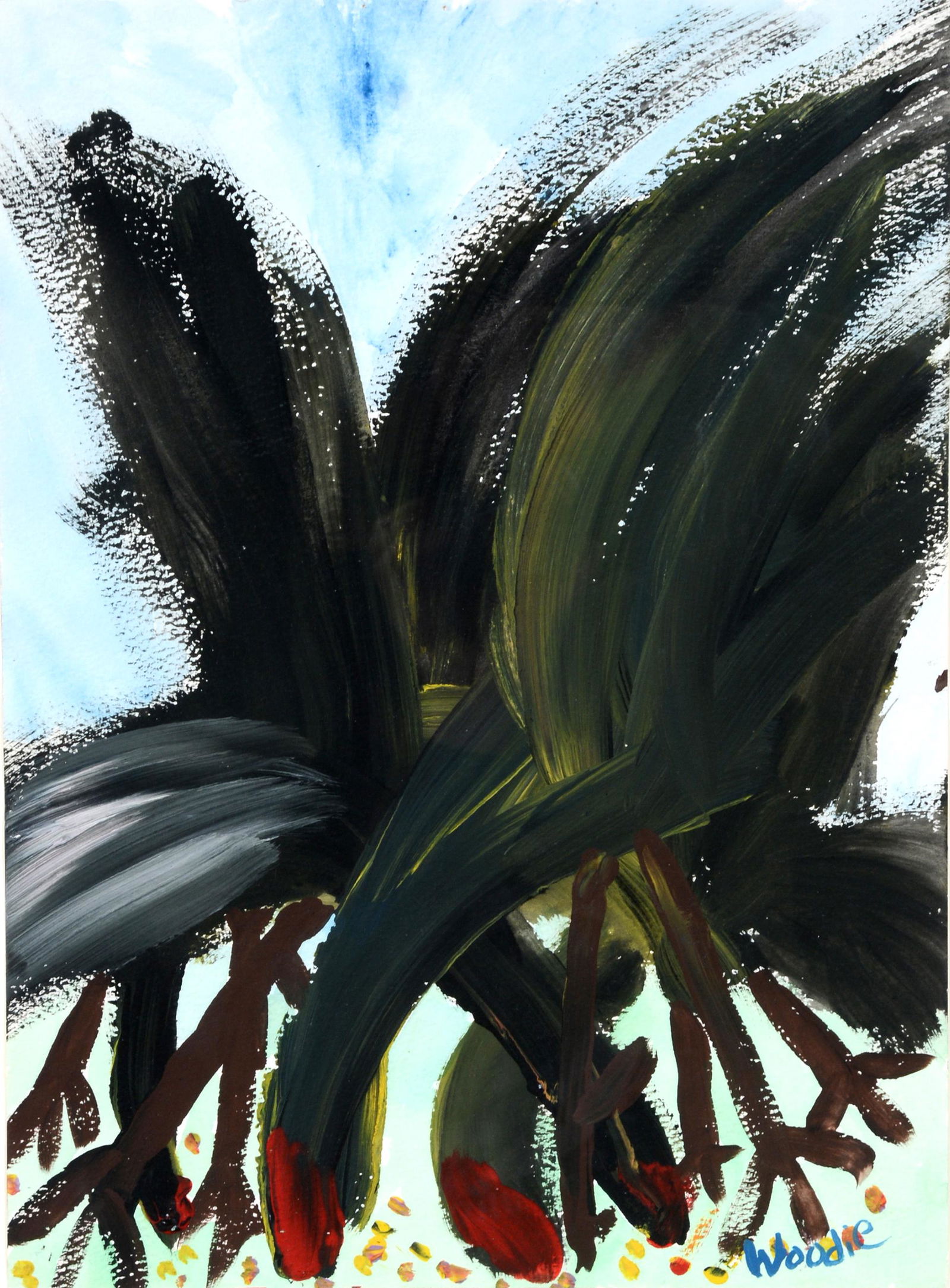 Woodie Long. Chickens Eating Corn. (1 of 3)