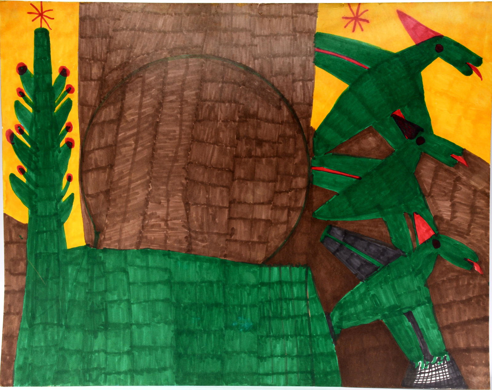 Willie White. Green Bird On Large Rock. (1 of 1)